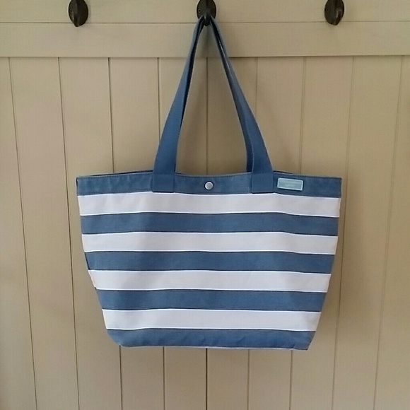 blue striped bag